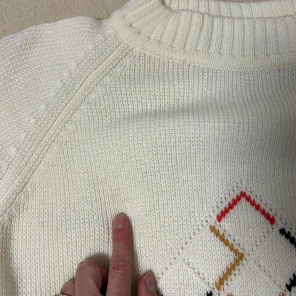 CAROL BRENT Vtg 60-70s ivory Sweater Coat-Bust 42 - Picture 2 of 6